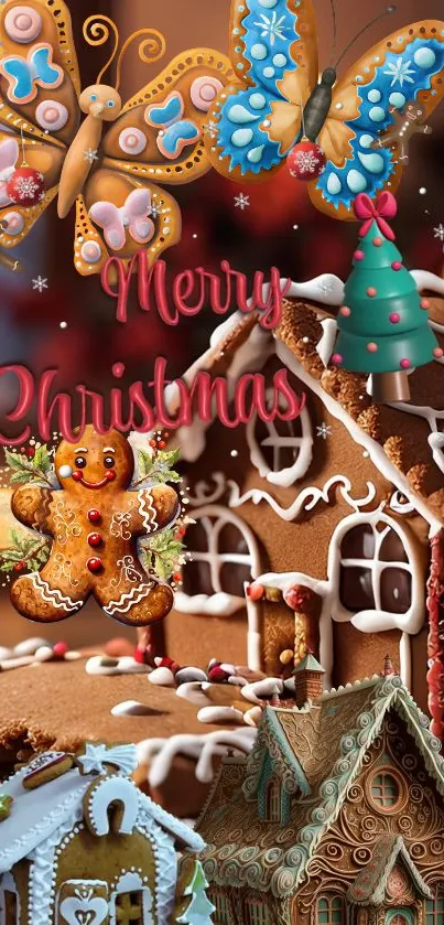Gingerbread house with candles in cozy holiday setting.