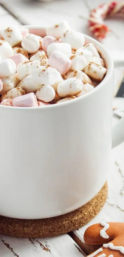 Mobile wallpaper with hot chocolate and marshmallows.