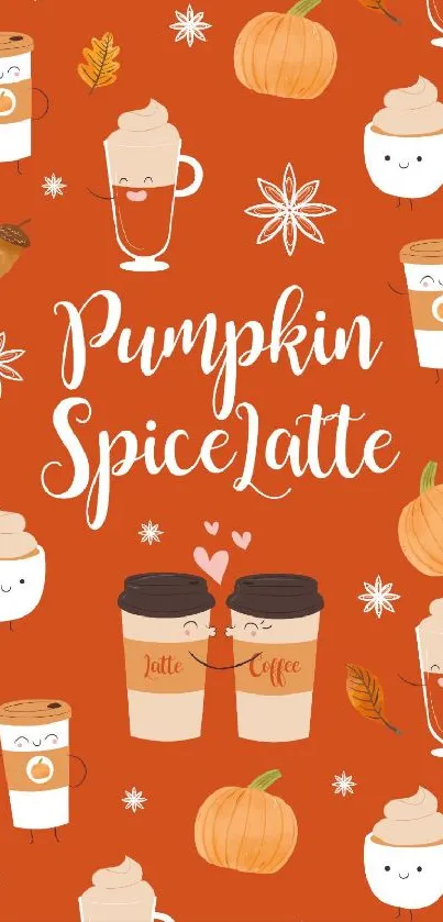 Cute Pumpkin Spice Latte wallpaper with cozy autumn design.