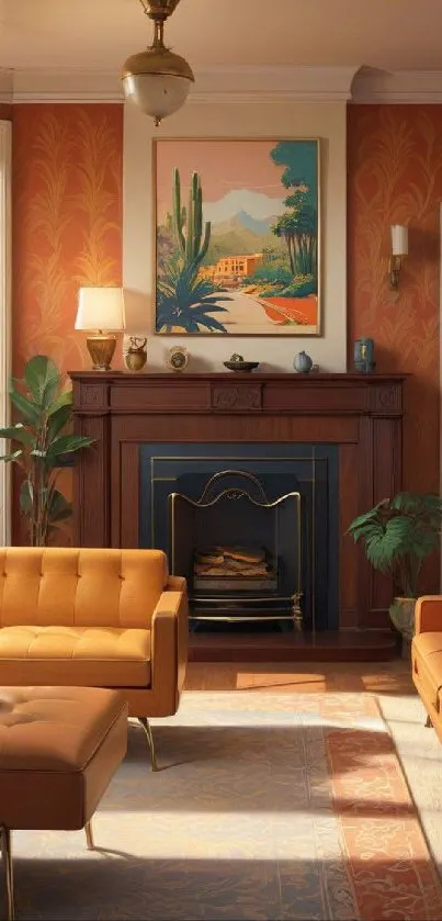 Cozy interior living room with vintage décor and warm colors.