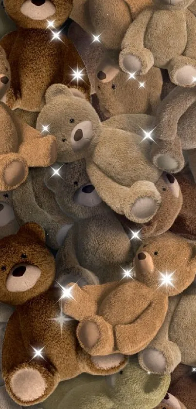 Brown teddy bear pattern wallpaper for mobile devices.