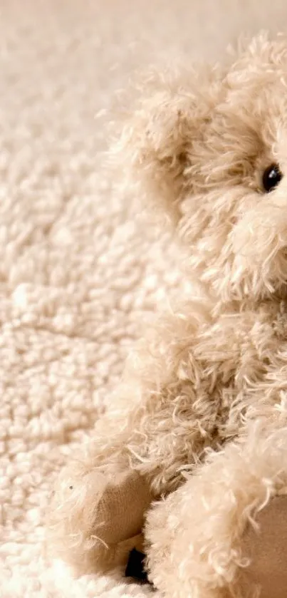 Cozy teddy bear with bow tie on a soft background.