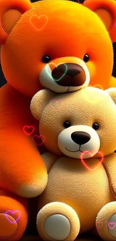 Cozy and cute teddy bears mobile wallpaper.