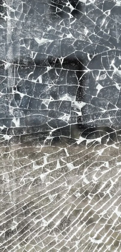 Cracked glass wallpaper with intricate patterns.