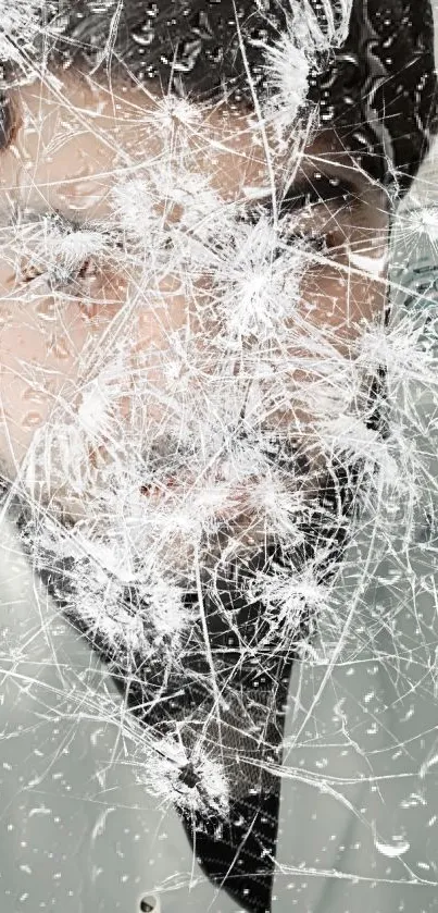 Cracked glass effect over a portrait wallpaper.