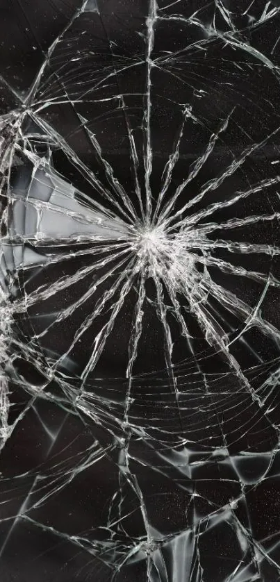 Close-up of cracked glass mobile wallpaper with an edgy design.