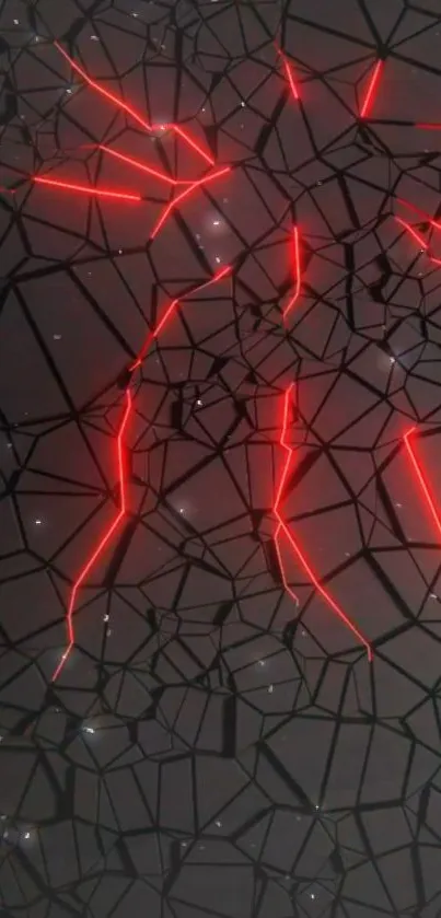 Black wallpaper with red neon crack lines.