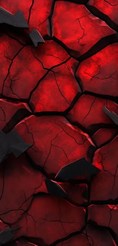 Cracked red texture wallpaper with dark shadows and vibrant design.