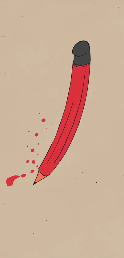 Broken red pencil on beige background wallpaper.