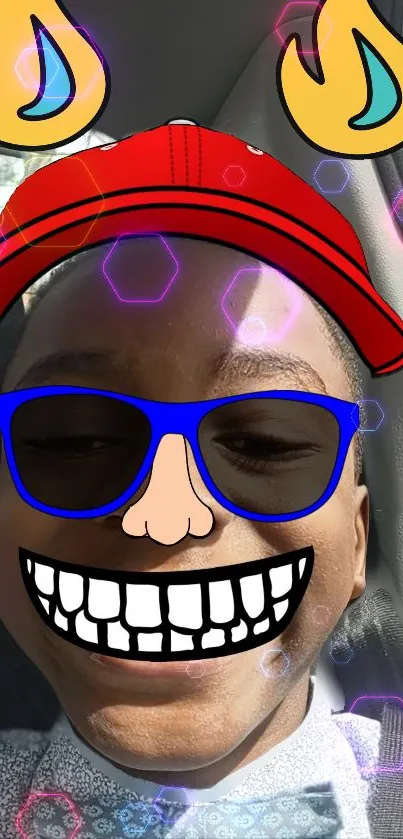 Playful cartoon face mobile wallpaper.