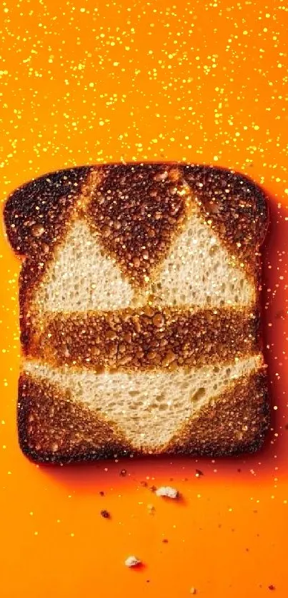 Toast art on an orange background, perfect for phone wallpaper.