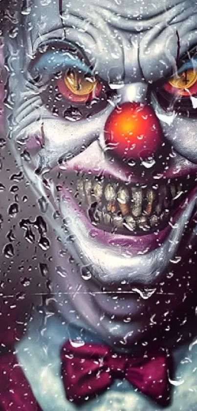 Haunting clown with sinister smile wallpaper.