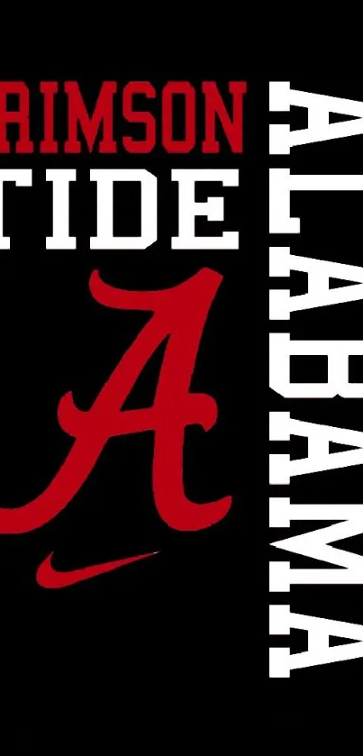 Bold Alabama Crimson Tide wallpaper in red, white, and black colors.