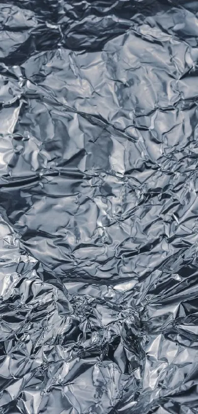 Crinkled metallic silver texture wallpaper for phone.