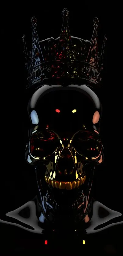 Dark skull with a crown in glossy style, perfect for mobile wallpaper.