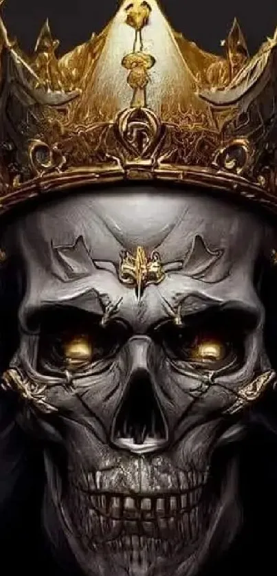 Dark art skull with gold crown wallpaper.