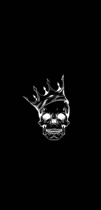 Dark wallpaper with crowned skull design on black background.