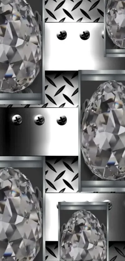 Crystal and metal pattern mobile wallpaper.