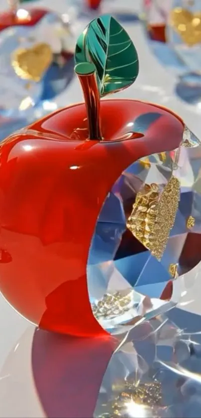 Red crystal apple with golden accents.