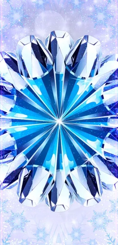 Crystal blue geometric digital art with icy pattern.