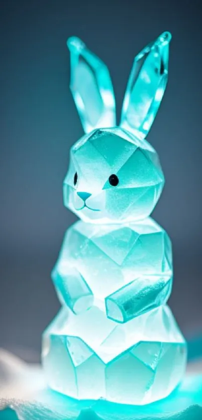 Crystal bunny glowing softly in blue light