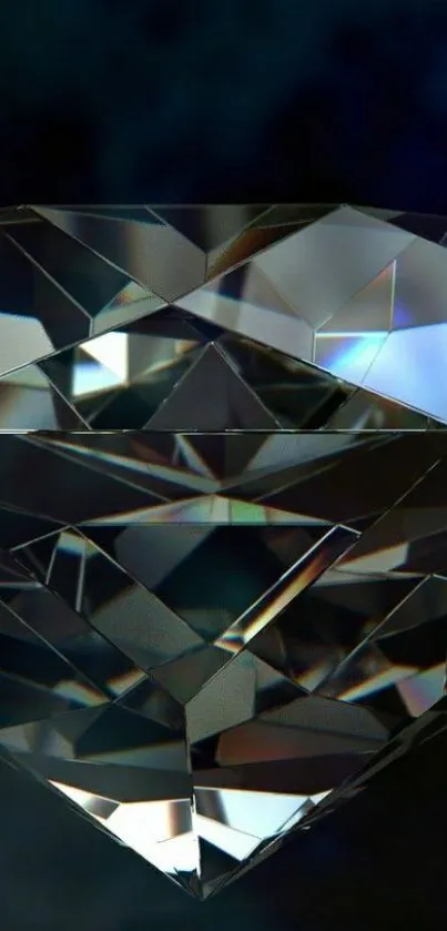 Glistening diamond on dark background.