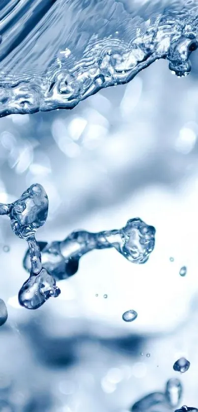 Crystal clear water drops creating a serene blue background.