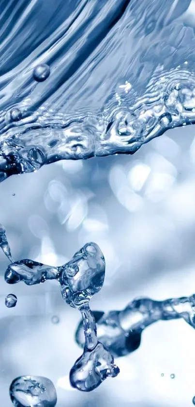 Crystal clear water splash on a blue backdrop, depicting serenity in nature.