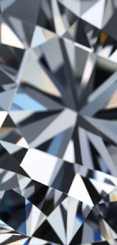 Close-up of crystal diamond pattern wallpaper, showcasing geometric elegance.