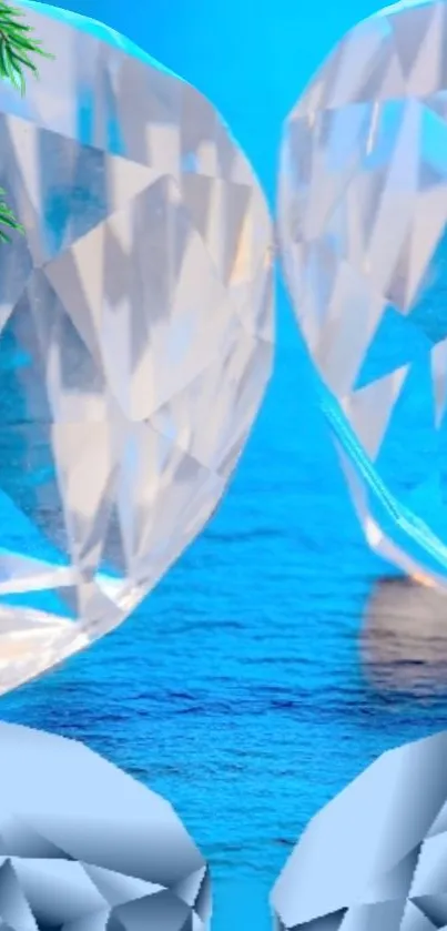 Elegant blue background with crystal diamonds.