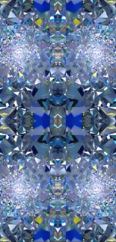 Crystal kaleidoscope wallpaper with blue geometric patterns