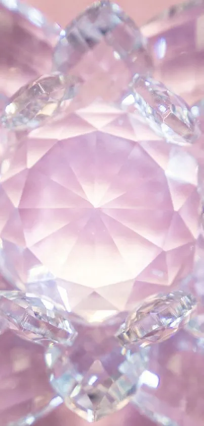 Crystal lotus on pink background, elegant phone wallpaper.