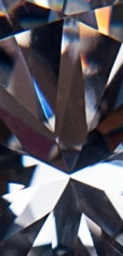 Close-up of a crystal prism featuring dark blue facets.