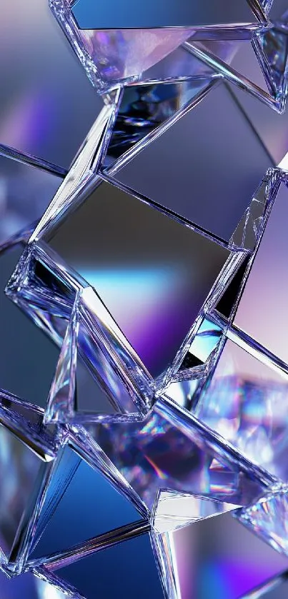 Abstract crystal reflections wallpaper with geometric design.