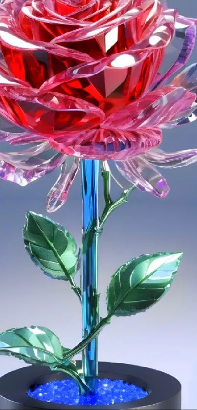 Crystal rose with vibrant petals in stunning mobile wallpaper.