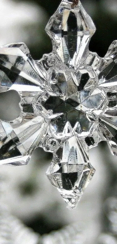 Crystal snowflake mobile wallpaper depicting icy elegance.