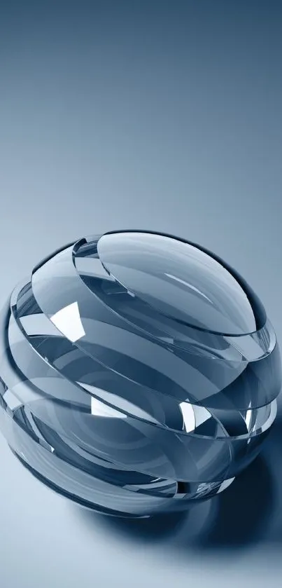 Artistic glass sphere with a blue hue and sleek design, perfect for mobile wallpaper.