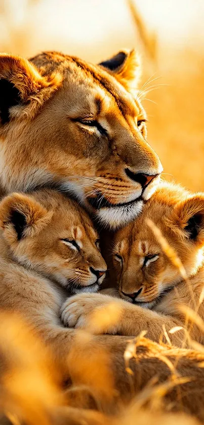 Cuddling Lions Live Wallpaper