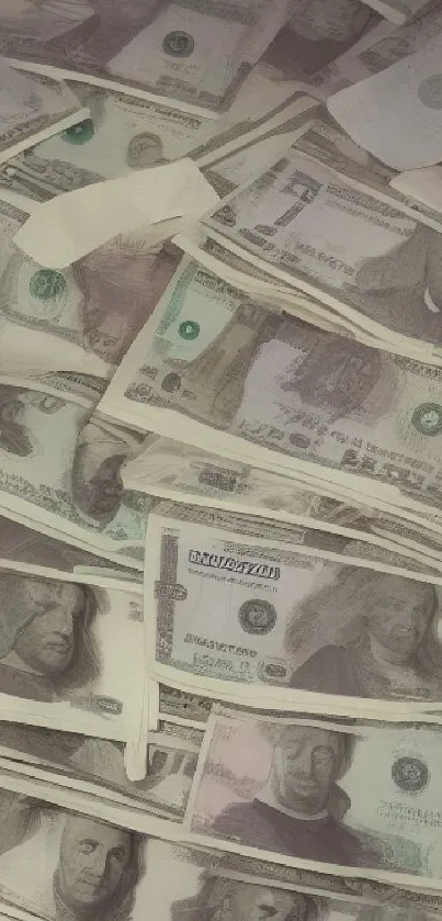 Aesthetic collage of currency notes for mobile wallpaper.