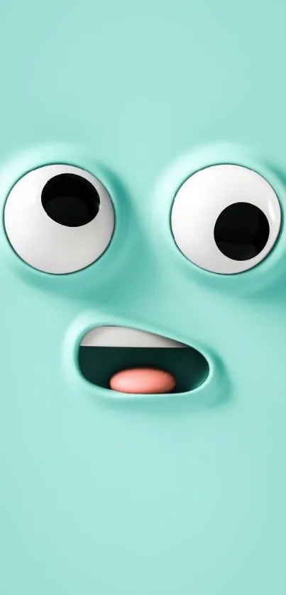 3D turquoise wallpaper with cute face expression.