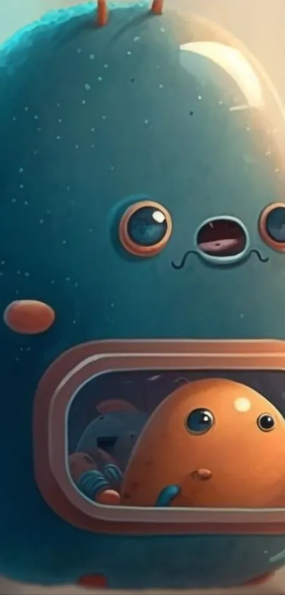 Cute cartoon alien wallpaper for phones.