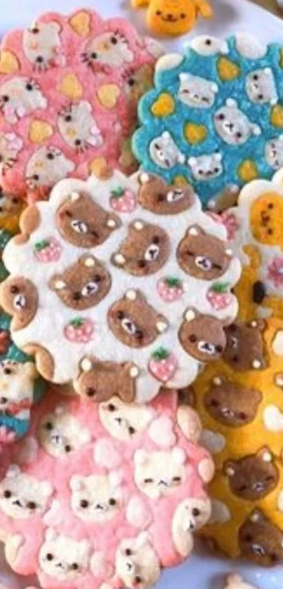 Cute animal-themed cookies as phone wallpaper.