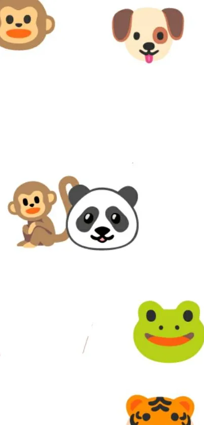 Cute animal emojis on a white background wallpaper.