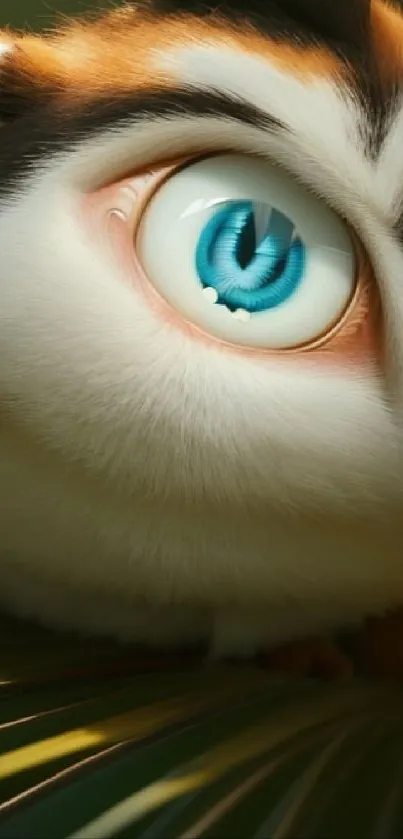 Close-up of a cute animal's eye with blue highlights, perfect for mobile wallpaper.