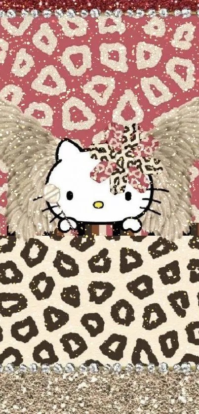 Cute animal print wallpaper with cartoon character and pink background.