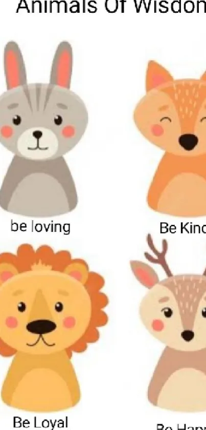 Cute animals with wise messages on a phone wallpaper.