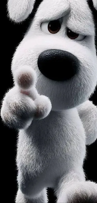 Cute animated dog character on dark background.