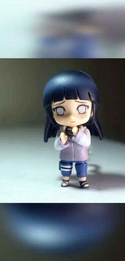 Cute chibi anime character on mobile wallpaper with dark slate blue tones.