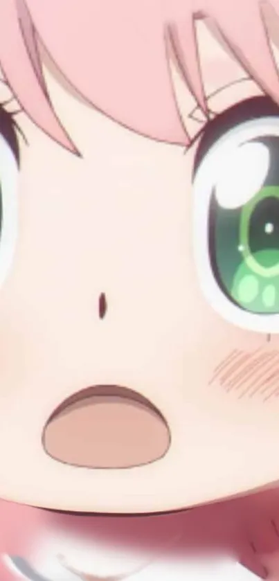 Adorable anime girl with green eyes in pastel tones.