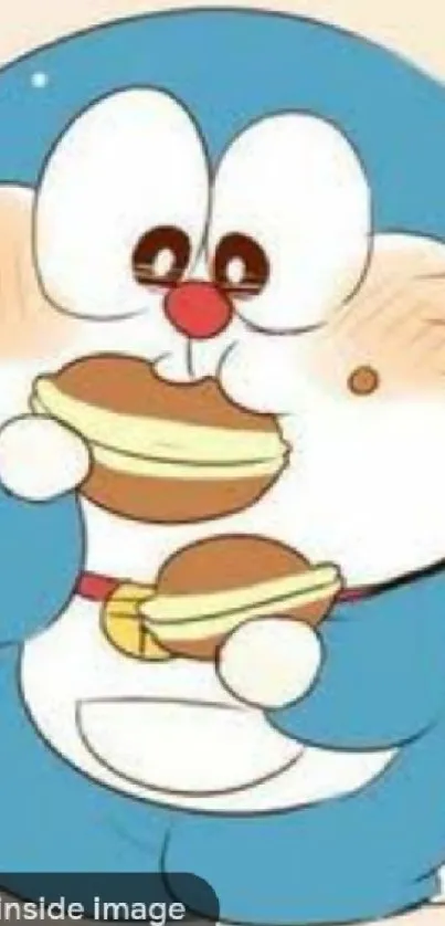 Cute anime character enjoying treats with a blue and white color scheme.
